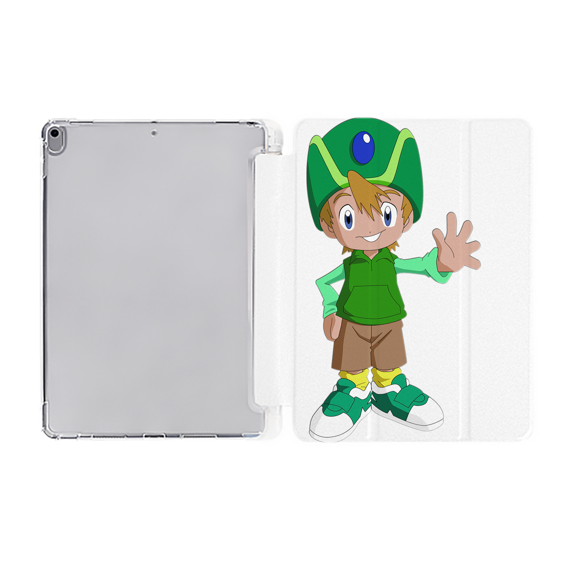 （画像用） Digimon デジタルモンスター/デジモン IPad ケース ペン収納付き 三つ折りスタンド PUレザー×シリコン 対応機種9.5/10.5/10.9インチ
